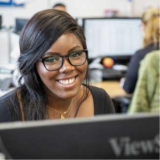 A black female working in an office