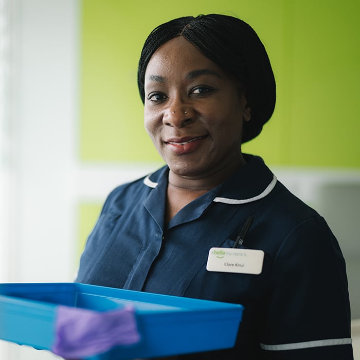 Young black female nurse working